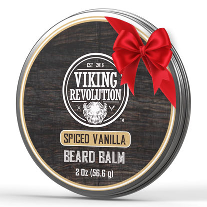 Picture of Viking Revolution Spiced Vanilla Beard Balm - Beard Butter with Argan Oil, Beard Softener for Men with Jojoba Oil - Beard Moisturizer for Men with Beeswax - Beard Wax for Men (2oz, 1 Pack)