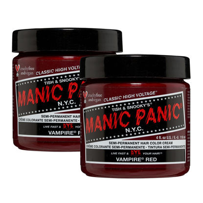 Picture of MANIC PANIC Vampire Red Hair Dye - Classic High Voltage - (2PK) Semi Permanent Hair Color - Deep Blood Red Shade With Burgundy Tones - Dark & Light Hair, Vegan, PPD & Ammonia-Free, For Coloring Hair