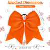 Picture of 2 Packs Jumbo Cheerleading Bow 8 Inch Cheer Hair Bows Large Cheerleading Hair Bows with Ponytail Holder for Teen Girls Softball Cheerleader Outfit Uniform (Orange)