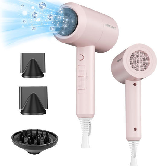 Picture of SHRATE Lightweight Ionic Hair Dryer with Diffuser - Powerful 1800W Blow Dryer for Fast Drying - Professional Low Noise Mini Hair Dryer for Travel, Gifts, Hair Styling