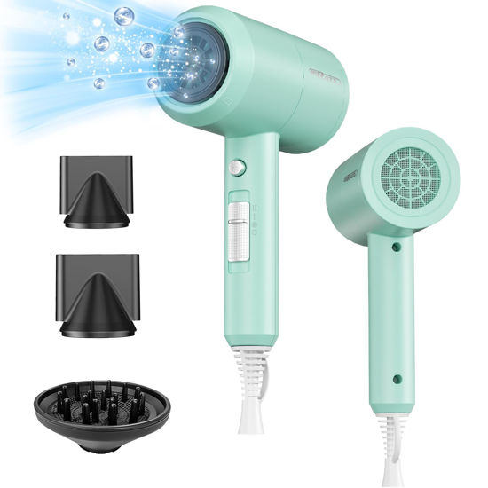 Picture of SHRATE Lightweight Ionic Hair Dryer with Diffuser - Powerful 1800W Blow Dryer for Fast Drying - Professional Low Noise Mini Hair Dryer for Travel, Gifts, Hair Styling