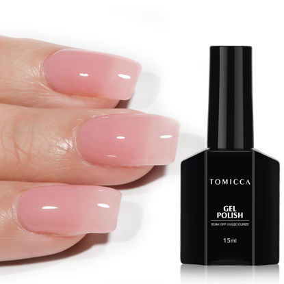 Picture of TOMICCA Pink Gel Nail Polish, Clear Pink Gel Polish, Pink Nude Gel Polish, Soak Off UV Jelly Gel Nail Polish, Sheer Translucent Colors Nail Art French Manicure DIY