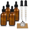Picture of 4 Pack, 1 oz Amber Glass Dropper Bottles Plus 2pcs Graduated Calibrated Glass Pipettes (1ml)- 30ml Dark Brown Tincture Bottles with Eye Droppers for Essential Oils, Liquids - Leakproof Travel Bottles