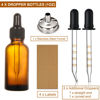 Picture of 4 Pack, 1 oz Amber Glass Dropper Bottles Plus 2pcs Graduated Calibrated Glass Pipettes (1ml)- 30ml Dark Brown Tincture Bottles with Eye Droppers for Essential Oils, Liquids - Leakproof Travel Bottles