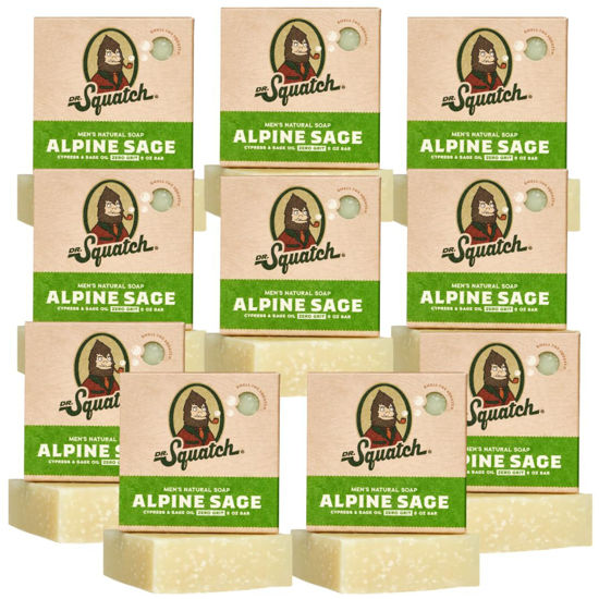 Picture of Dr. Squatch Men's Natural Bar Soap Alpine Sage (10 Pack) - All Natural Bar Soap for Men - Smell like a Warm Mountain Breeze