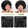 Picture of BONNET QUEEN Large Silk Bonnet for Sleeping Satin Bonnet Big Hair Bonnet Jumbo Braid Bonnet Double Layer Tie Bonnets Night Hair Wrap for Women Curly Hair Black