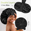 Picture of BONNET QUEEN Large Silk Bonnet for Sleeping Satin Bonnet Big Hair Bonnet Jumbo Braid Bonnet Double Layer Tie Bonnets Night Hair Wrap for Women Curly Hair Black