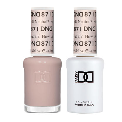 Picture of DND Gel Polish Set, Sheer Collection, UV/LED Gel Polish and Air Dry Nail Lacquer, Matching Chip-Free Polish Duo, 871 How Do U Neutral?, 0.5 Fl Oz