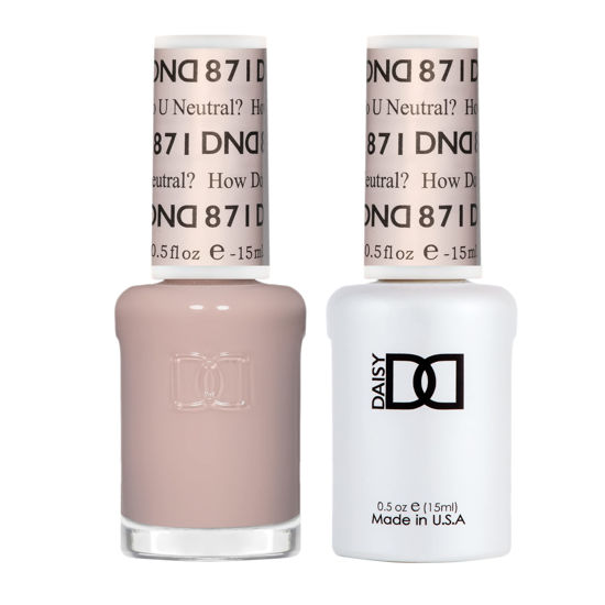 Picture of DND Gel Polish Set, Sheer Collection, UV/LED Gel Polish and Air Dry Nail Lacquer, Matching Chip-Free Polish Duo, 871 How Do U Neutral?, 0.5 Fl Oz