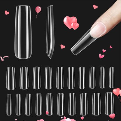 Picture of Beetles Gel Nail Kit Gel Nail Tips, 500Pcs Pre-shaped Long Square Gelly Tips Clear Press on Nail Tips Full Cover False Nails for Gel Art Soak Off Nail Extensions Acrylic Nails Women Gifts