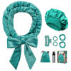 Picture of Gwabee No Heat Overnight Curl Headband, 70" Soft Ribbon Wrap for Long Hair, 9 PCS Hair Curling Rods Set - Blue Green