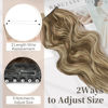 Picture of KooKaStyle Invisible Wire Hair Extensions with Transparent Headband Adjustable Size 4 Secure Clips Long Wavy Secret Wire Hairpiece for Women(16 Inch Light Brown with Caramel Blonde)626D#