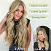 Picture of KooKaStyle Invisible Wire Hair Extensions with Transparent Headband Adjustable Size 4 Secure Clips Long Wavy Secret Wire Hairpiece for Women(24Inch Light Brown mix Golden Blonde)