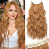 Picture of KooKaStyle Invisible Wire Hair Extensions with Transparent Headband Adjustable Size 4 Secure Clips Long Wavy Secret Wire Hairpiece 24 Inch for Women(Strawberry Blonde)