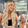 Picture of KooKaStyle Invisible Wire Hair Extensions with Transparent Wire Headband Adjustable Size 4 Secure Clips Long Wavy Hairpiece for Women(Beige Blonde H18/60A 24inch)