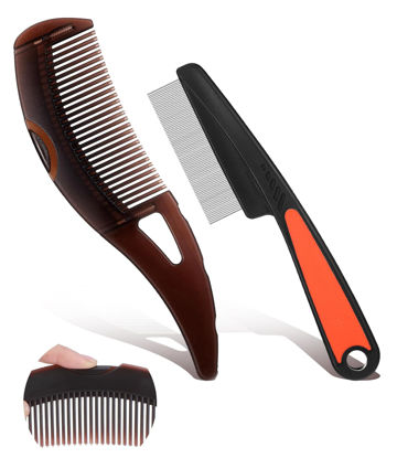Picture of Dafeng 2 PCS Dandruff Comb,Scalp Comb, Hollow Tooth Hairbrush For Scalp Massage、Refreshing And Dandruff、Dirt Removal, Dandruff Removal Comb (Brown+Red)