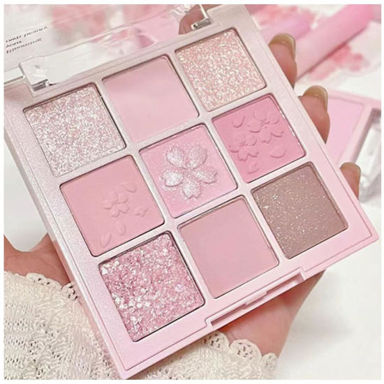 Picture of 9 Colors Eye Shadow Palette Makeup,Light Pink Purple Matte Glitter Shimmer Nude Eyeshadow Palette,Highly Pigmented Neutral Eyeshadow Long-lasting Waterproof Natural Makeup Travel Eyeshadow Palette