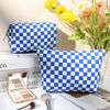 Picture of SOIDRAM 2 Pcs Checkered Makeup Bag Large Cosmetic Bag Toiletry Bag Makeup Pouch Travel Bag Organizer Cute Makeup Brushes Aesthetic Accessories Storage Bag for Women Royal Blue