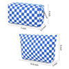 Picture of SOIDRAM 2 Pcs Checkered Makeup Bag Large Cosmetic Bag Toiletry Bag Makeup Pouch Travel Bag Organizer Cute Makeup Brushes Aesthetic Accessories Storage Bag for Women Royal Blue