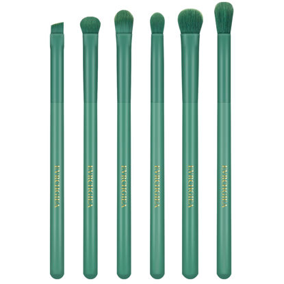 Picture of Eye Makeup Brush Set, 6 Pcs Professional Blending Eyeshadow Makeup Brushes for Concealer Eyebrows Eyeliner, Soft Hairs & Wood Handle (green)…
