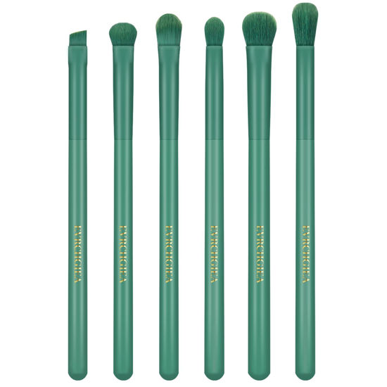 Picture of Eye Makeup Brush Set, 6 Pcs Professional Blending Eyeshadow Makeup Brushes for Concealer Eyebrows Eyeliner, Soft Hairs & Wood Handle (green)…