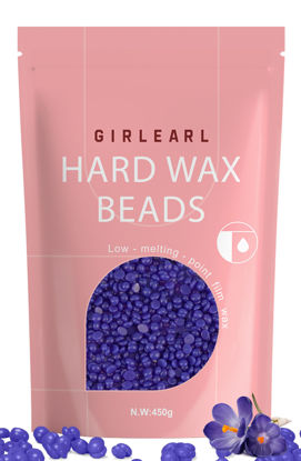 Picture of GIRLEARLE Hard Wax Beads, Wax for Women Sensitive Skin, 1lb, Lavender Formula, Hair Removal for Legs, Brazilian Bikini, Eyebrow, Facial and Full Body