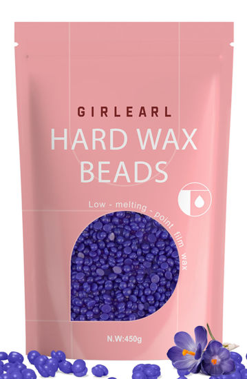 Picture of GIRLEARLE Hard Wax Beads, Wax for Women Sensitive Skin, 1lb, Lavender Formula, Hair Removal for Legs, Brazilian Bikini, Eyebrow, Facial and Full Body