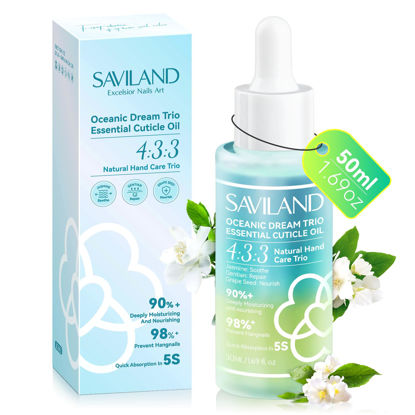 Picture of SAVILAND Cuticle Oil Triple Essential: 50ml Vitamin E & C Jasmine Gentian Grapeseed Nail Growth Oil Ultra Repair Nourish Soothe Cuticle Oil For Nails Plant-based Strengthener For Weak Nail