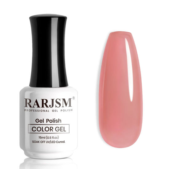 Picture of RARJSM Nude Gel Nail Polish Candy Pink Neutral Skin Tone Sheer Jelly Gel Polish 1PC 15ml Single Bottle Cream Transparent Pink Nail Gel Polish Soak off UV LED Cured for Home Salon DIY Manicure