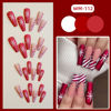 Picture of Christmas Press on Nails Long Coffin Fake Nails with Red White Swirl Design Snowflake Glue on Nails Red French tips Stick on Nails Winter Xmas False Nails for Women Girls Holiday Manicure 24PCS