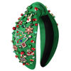 Picture of NVENF Christmas Headband for Women, Big Xmas Tree 3 - Premium Quality Fabric Crystal Pearl Knotted Headband, Holiday Hair Accessories, Wide Top Knot, Christmas Outfits Gifts
