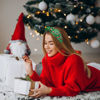 Picture of NVENF Christmas Headband for Women, Big Xmas Tree 3 - Premium Quality Fabric Crystal Pearl Knotted Headband, Holiday Hair Accessories, Wide Top Knot, Christmas Outfits Gifts