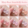 Picture of Born Pretty Jelly Pink Gel Nail Polish Jelly Nude Pink Translucent Gel Polish Valentine's Day Pink Heart Sheer Milky Natural Gel Polish Set Nail Art Manicure Christmas Valentine's Day Gift 6PCS