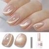 Picture of Double Rhythm 15ML Ice Glass Cat Eye Gel Polish with Magnet Holographic Glitter Shimmer Translucent Sheer Color Salon Soak Off Magnetic Nail at Home (Milky Nude-MC1121)