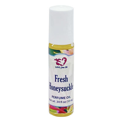 Picture of Fresh Honeysuckle Perfume Oil with Organic Golden Jojoba Oil, .34 oz. (10 ml) Roll On Bottle, Made in Santa Barbara California (Fresh Honeysuckle)