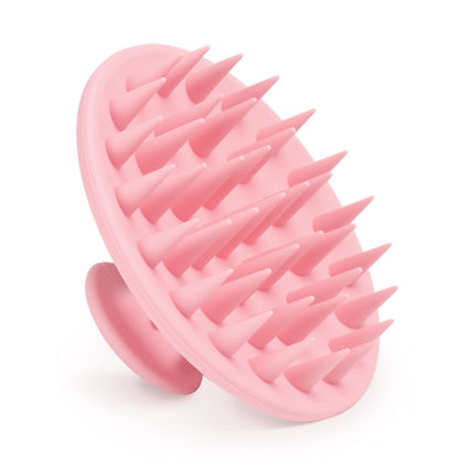 Picture of Meartchy Silicone Scalp Massager Shampoo Brush, Scalp Brush for Hair Growth & Dandruff Removal, Hair Scrubber Scalp Stimulator Exfoliator Brush with Soft Bristles for Wet Dry Scalp Care (Pink)