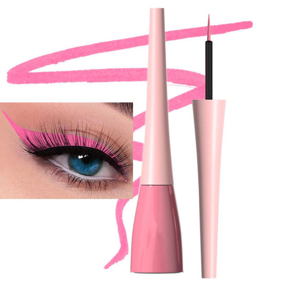 Picture of evpct 1Pcs Pink Liquid Eyeliner Makeup Waterproof Pink Eye Liners for Women, Eyes Wing Eyeliner Stamps Shapes Colored Eyeliner delineador de ojos a prueba de agua contra el agua blanco para ojos