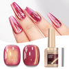 Picture of Bevimee Cat Eye Gel Nail Polish Red Glass Jelly Magnetic Nail Polish Gel Shimmer Glitter Gloss Shine Holographic Wine Color Velvet UV Gel Polish For Nail Art Manicure DIY At Home 12ml