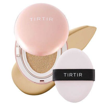 Picture of TIRTIR Mask Fit All Cover Pink Cushion Foundation | High coverage, Velvety Matte Finish, Lightweight, Flawless, Corrects Redness, Korean Cushion (#24W Soft Beige, Full Size, 0.63 Fl Oz)