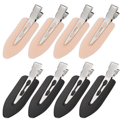 Picture of 8Pcs No Bend No Crease Hair Clips- Styling Duck Bill Clips Alligator Hair Barrettes for Styling Sectioning, Small Gifts for Women Girls Salon Hairstyle Hairdressing Bangs Waves, Black & Pink