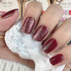 Picture of Press on Nails Short Square Acrylic Fake Nails with Apricot Design Full Cover False Nails Glossy Nude Glue on Nails Artificial Stick on Nails for Women 24Pcs (Wine Red Glitter)