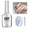 Picture of GAOY Blue Glassy Cat Eye Gel Nail Polish, 16ml Glitter Holographic Nail Polish with Magnet, Reflective Translucent UV Gel, 2336 Moonlight Coast