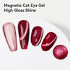Picture of Bevimee Cat Eye Gel Nail Polish, Wine Red Glitter Magnetic Gel Polish Moonlight, Cateye Polish With Magnet Stick Burgundy Gel Nail Holographic Shimmer UV Velvet Manicure Salon DIY Home, 12ML