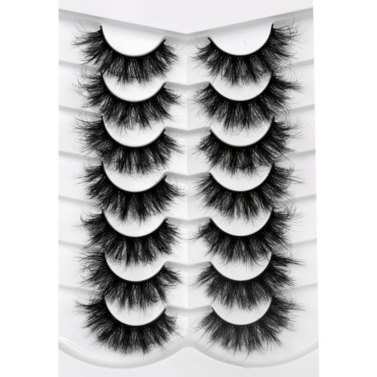 Picture of Pooplunch False Eyelashes Fluffy Volume Cat Eye Lashes Wispy Dramatic Fake Eyelashes 8D Faux Mink Lashs 7 Pairs Pack