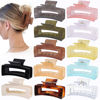 Picture of Sisiaipu 12 Pack Medium Square Claw Hair Clips, 3.5 x 2 x 1.1 inch, Shiny, 12 Colors, Hair Accessories for Women and Girls, Rectangular Rectangle Jaw Clips for Thick and Thin Hair Securing, 12 Pieces