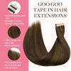 Picture of GOO GOO Tape in Hair Extensions Human Hair, 2C/4E/6C Brown Sugar Swirl Highlights, 20inch 50g 20pcs, Thick Ends Straight Seamless Tape in, Invisible Tape in Hair Extensions Human Hair