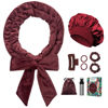 Picture of Gwabee No Heat Overnight Hair Curlers - 70" Soft Ribbon Curl Wrap with 9 Curling Rods, Headband for Long Hair Rollers - Burgundy