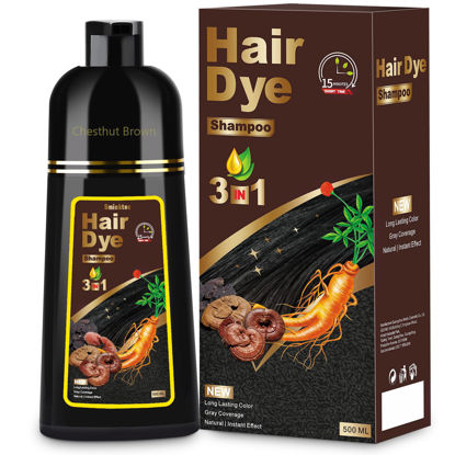 Picture of Hair Dye Shampoo 3 in 1 for Gray Hair, Herbal Ingredients Natural Shampoo Hair Dye for Women Men (Chestnut Brown)