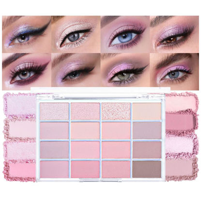 Picture of CAKAILA 16Colors Pink Nude Taupe Basics Matte Eyeshadow Palette,Muted Pink Eye Shadow Makeup Travel Makeup Palette all in one Long Lasting Waterproof Ultra-Blendable,Great for Travel Gift Kit