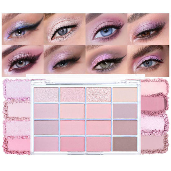 Picture of CAKAILA 16Colors Pink Nude Taupe Basics Matte Eyeshadow Palette,Muted Pink Eye Shadow Makeup Travel Makeup Palette all in one Long Lasting Waterproof Ultra-Blendable,Great for Travel Gift Kit